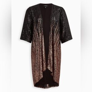 🆕🔥Black & Bronze Gold Sequin Ombré Hi-lo Kimono 👘